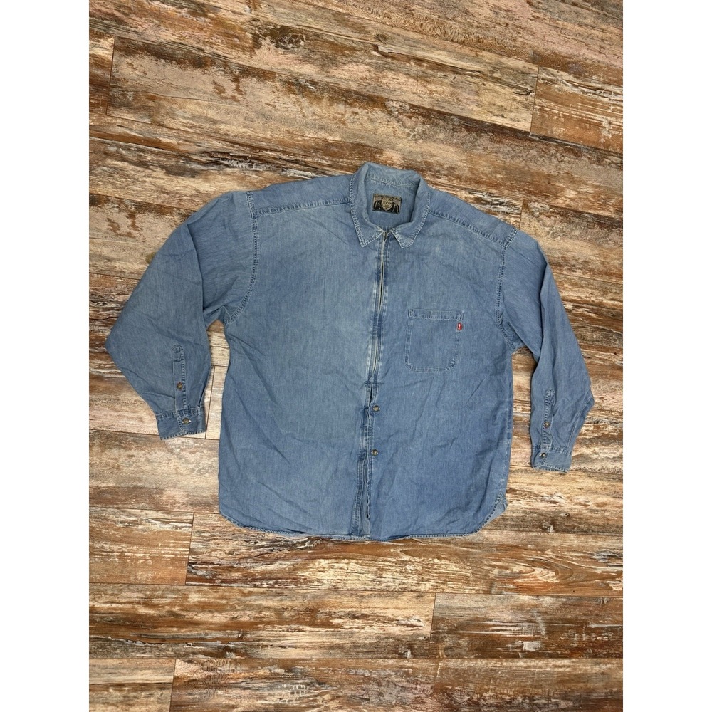 Vintage 90's‎ JOOP! Blue Jean Dinim Long Sleeve Shirt Size XXL Zip & Button Up